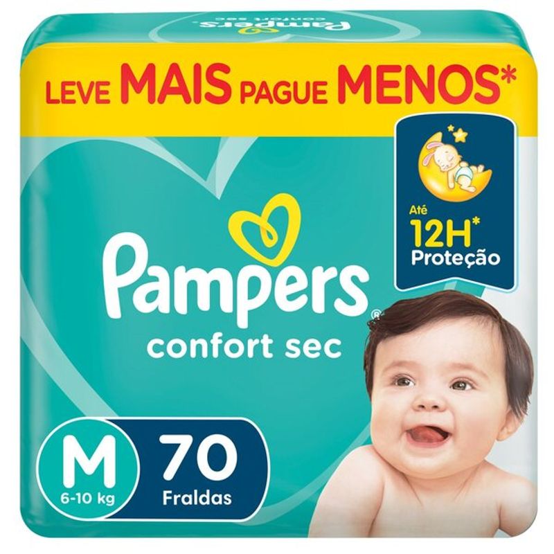 Fralda Pampers Confortsec Bag Super M 70 Unidades
